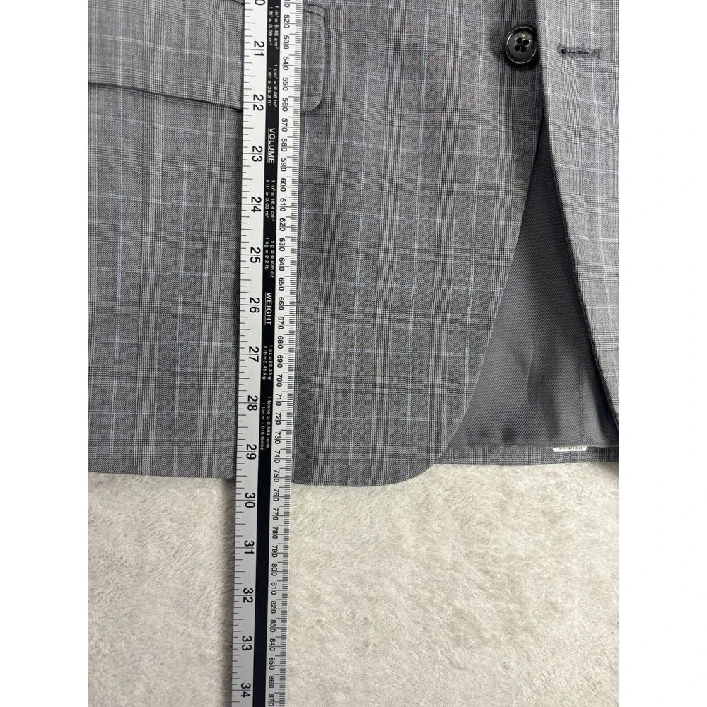 Michael Kors Wool Blend Gray Blue Glen Plaid Two Piece Mens Suit 40S Business